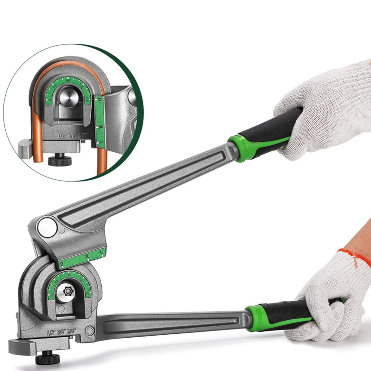 3-in-1 Manual Tubing Bender – 1/4", 3/8", 1/2" for Copper & Aluminum Pipes (0–180°)