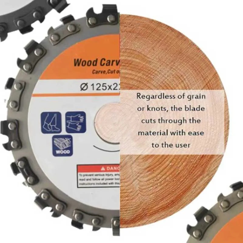 125mm x 22mm 16-Tooth Wood Carving Grinding Disc ā Chainsaw Cutting Blade for 5" Angle Grinder