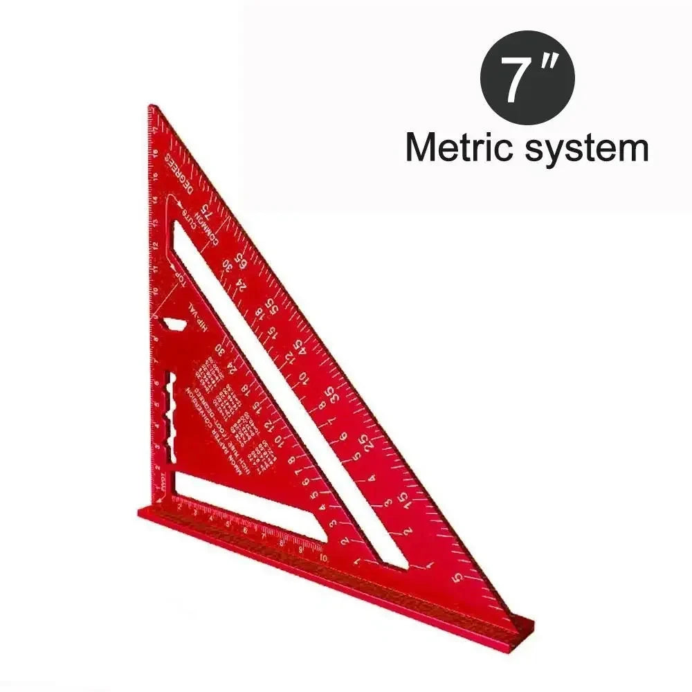 7-Inch Triangle Ruler – Aluminum Alloy Speed Square | Metric & Imperial Markings | Woodworking Angle Tool