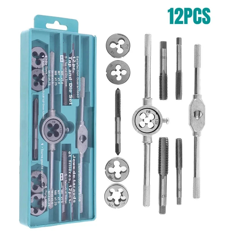 12/20pcs Tap & Die Set M3-M12 β Metric Thread Cutting Tool Kit for DIY Metalwork