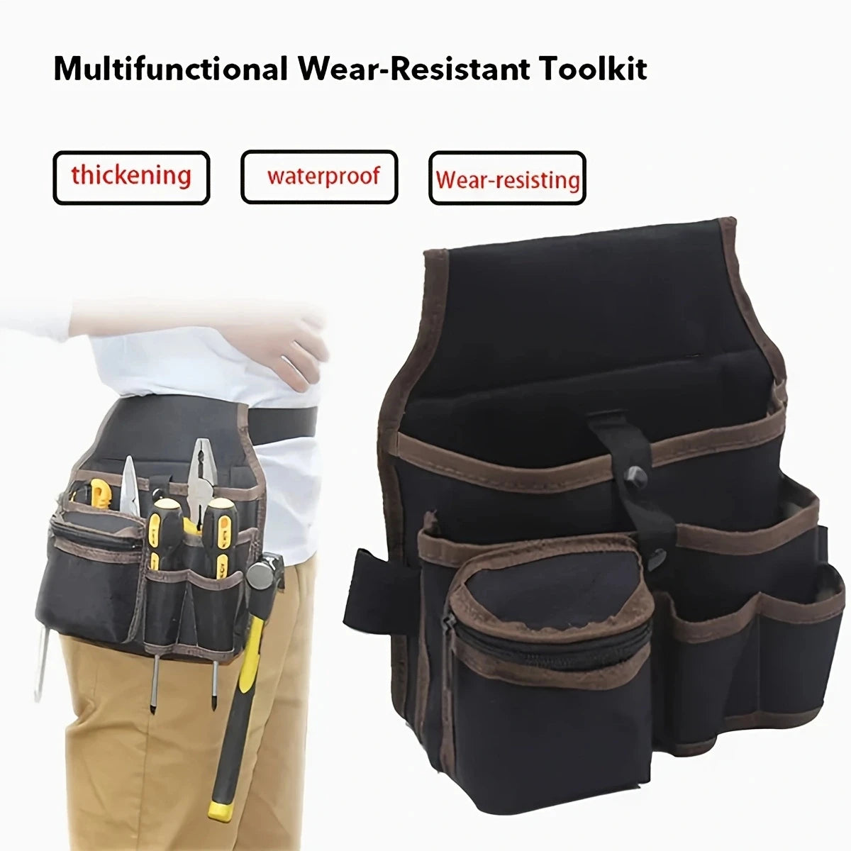 Heavy-Duty Electrician Tool Waist Bag – Multi-Purpose Nylon Maintenance Belt Pouch for Hardware & Repair
