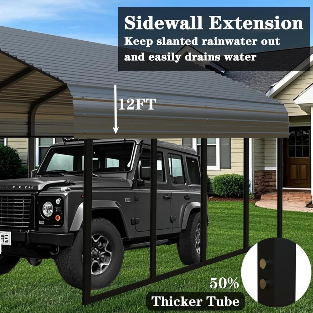 20x20 FT Heavy Duty Metal Carport with Galvanized Steel Roof & Frame - All-Weather Portable Garage Shelter for 2 Cars, Safe Boat