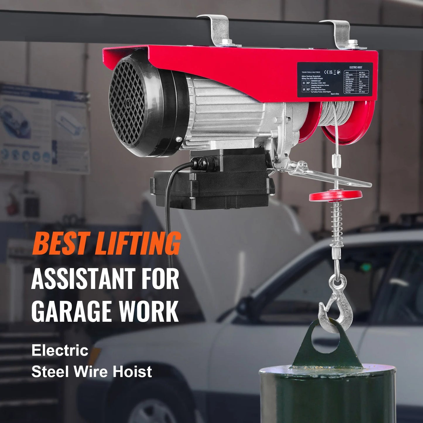 400–1000kg Electric Hoist Winch with Wired/Wireless Remote – 880–2200 lbs Lift Capacity for Garage, Boat, Car, Workshop