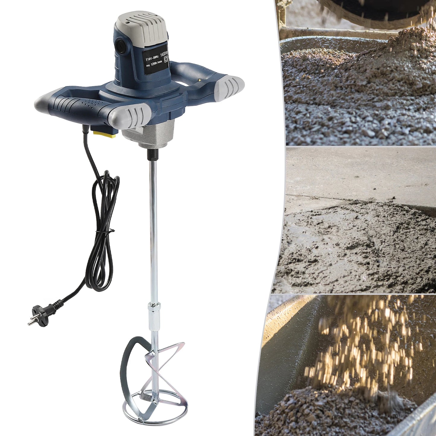 1400W Handheld Electric Cement Mixer – 6-Speed Plaster, Mortar, Paint & Grout Stirrer