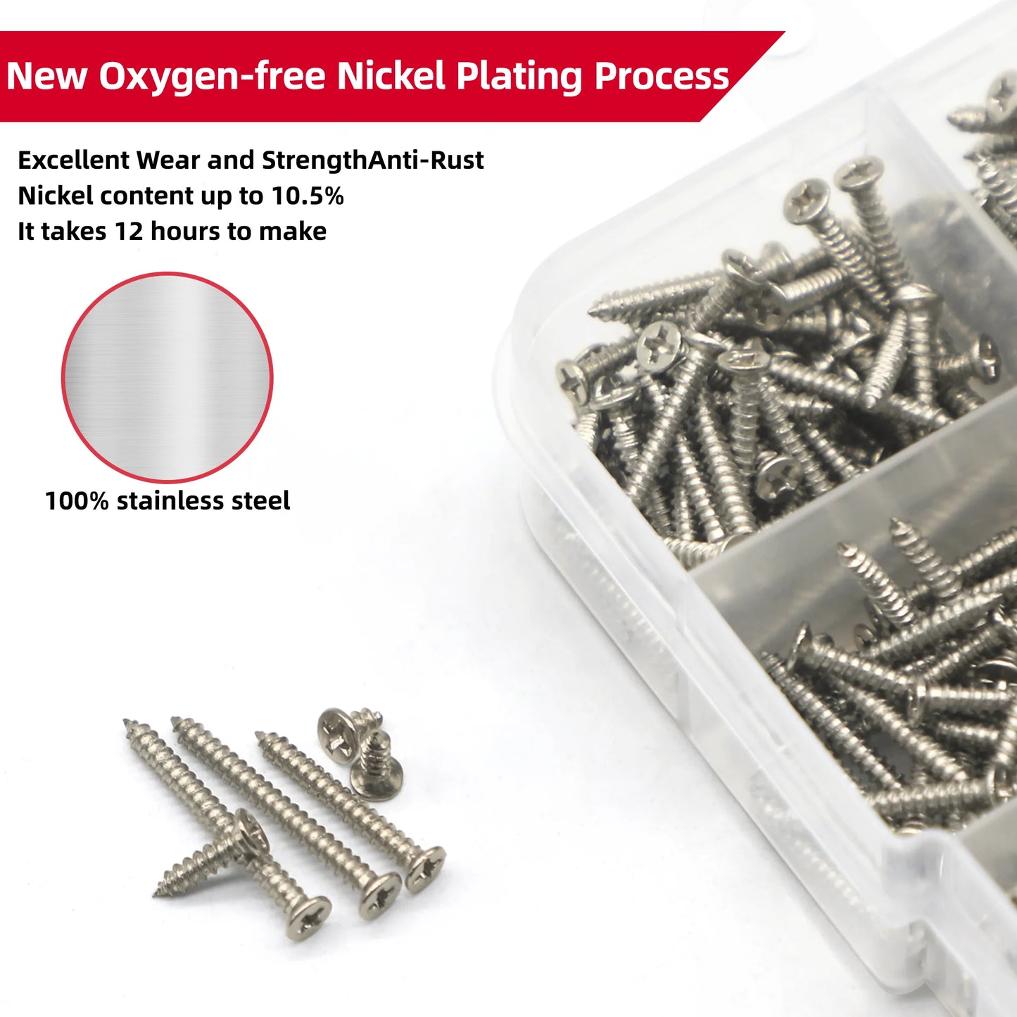 800PCS M2 Self-Tapping Screws & Lock Nut Assortment Kit – Flat Head Carbon Steel Phillips Drive for Wood & Metal