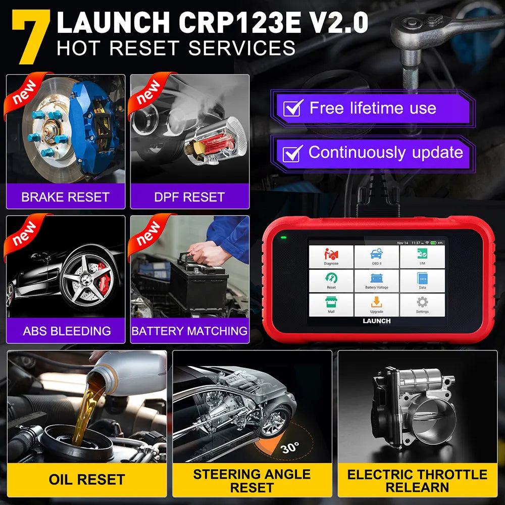 LAUNCH X431 CRP123E V2.0 / CRP129E V2.0 OBD2 Diagnostic Scanner – ABS SRS Engine Transmission Tool with Lifetime Free Updates