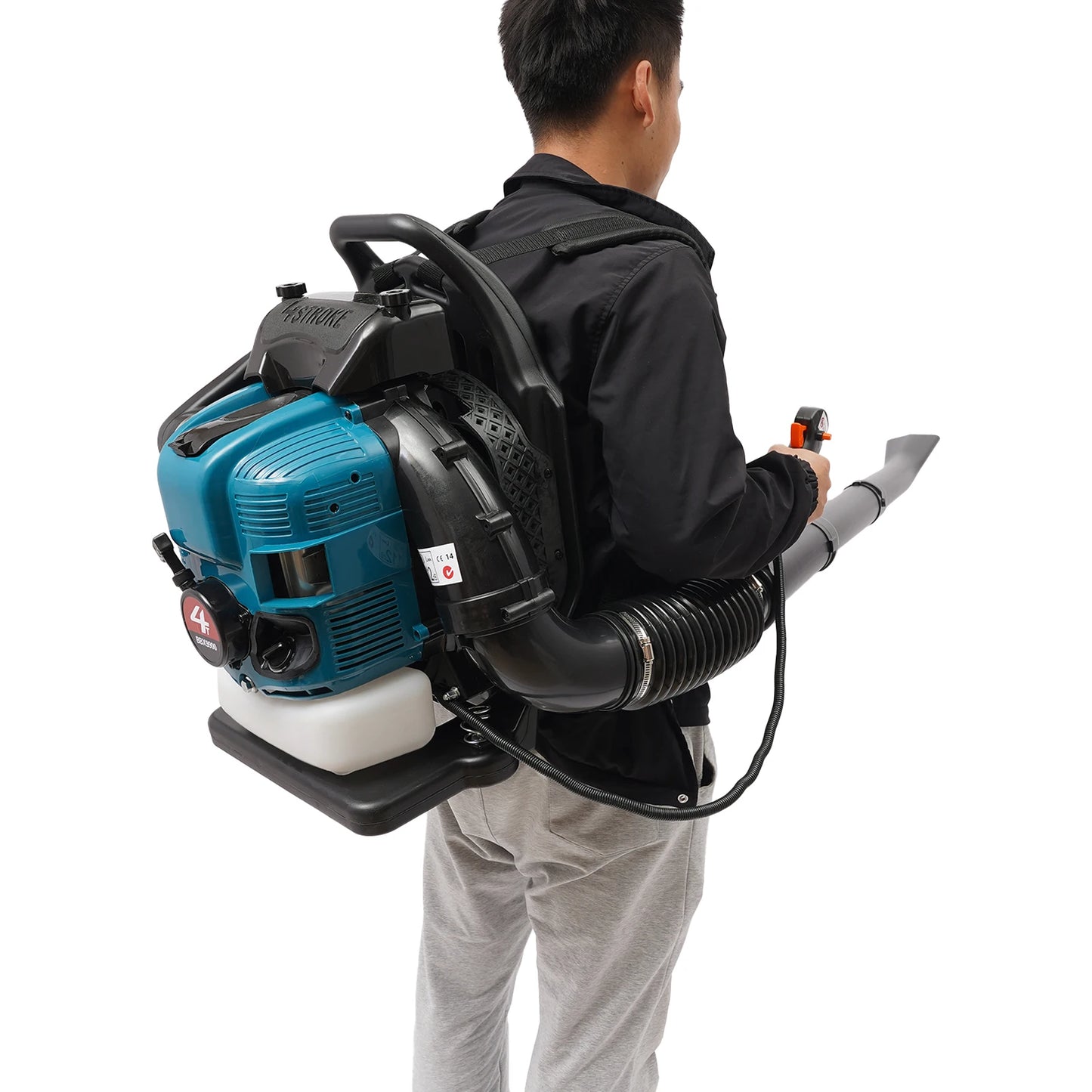 75.6CC 4 Stroke Backpack Leaf Blower 2.6KW Gasoline Powered Engine Lawn Blower Cordless Snow Dust Blowing Cleaning Tool 7000Rpm