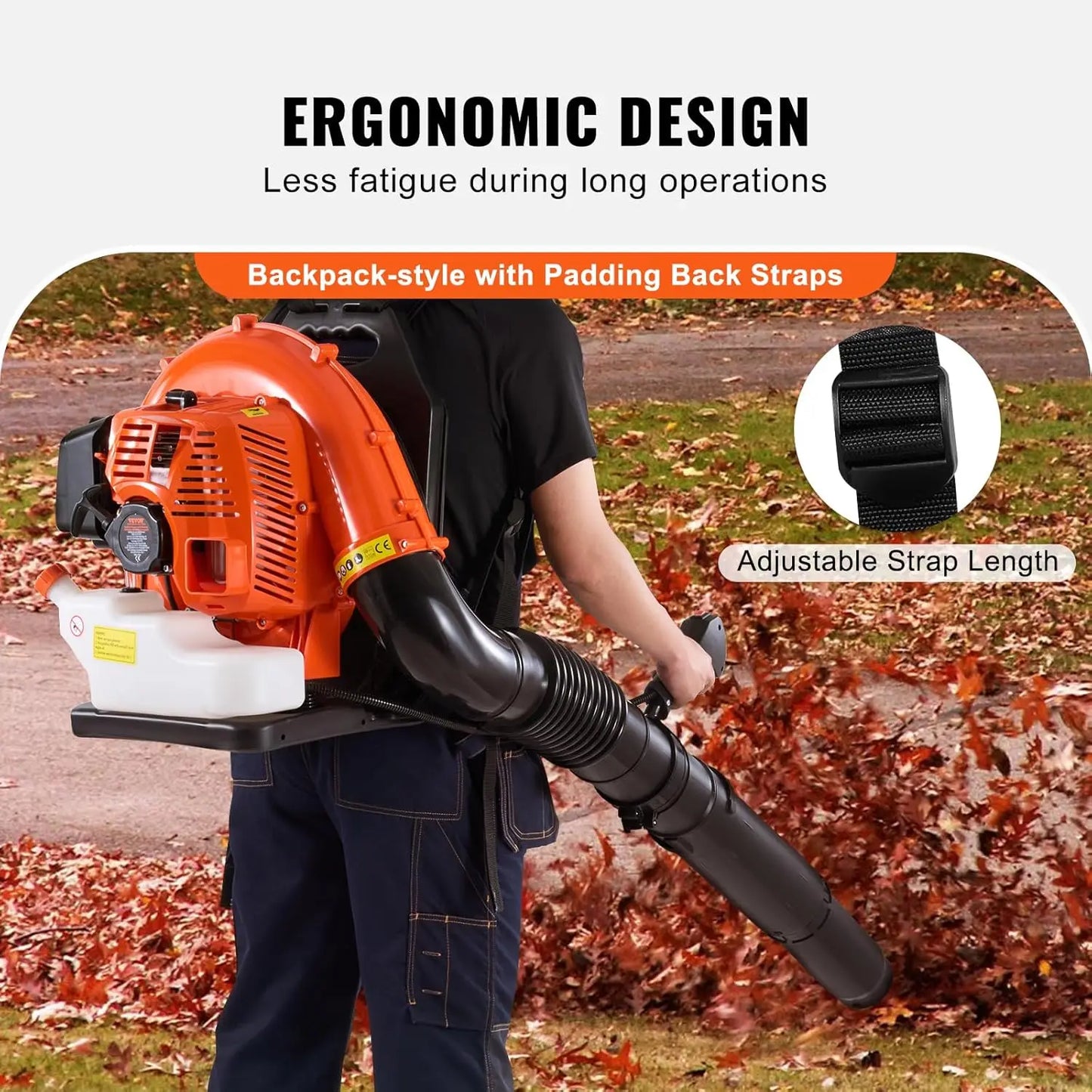 79cc Backpack Gas Leaf Blower, 2-Cycle Gas Powered Backpack Blower with 3L Fuel Tank, 930CFM Air Volume 184MPH Speed,