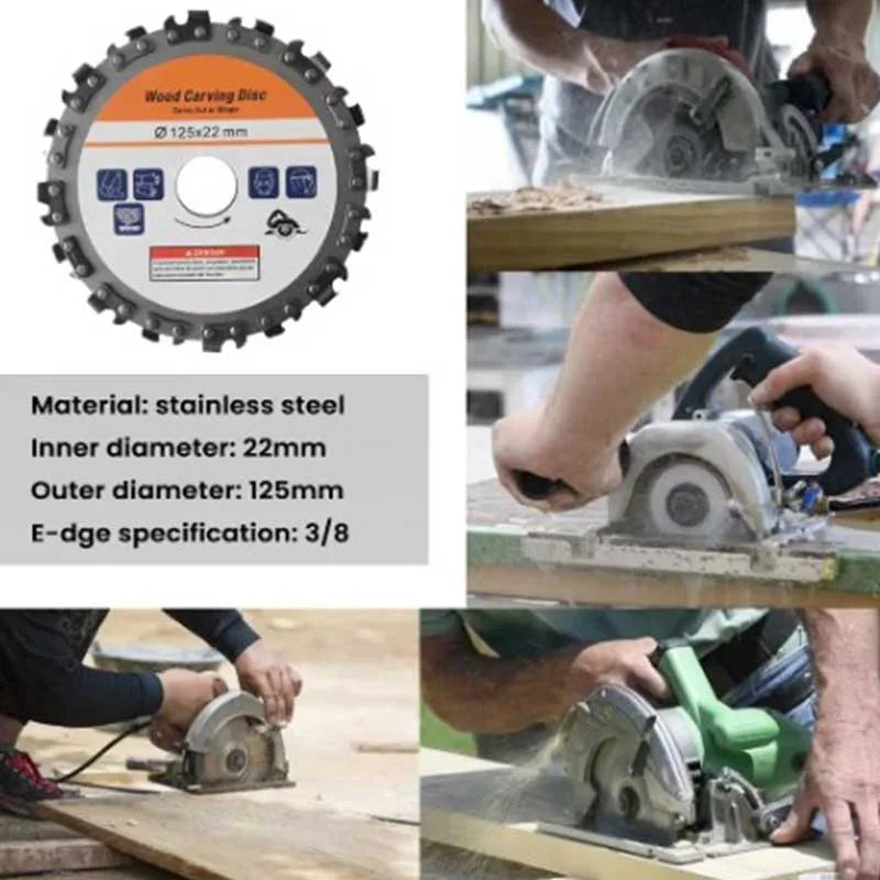 125mm x 22mm 16-Tooth Wood Carving Grinding Disc ā Chainsaw Cutting Blade for 5" Angle Grinder