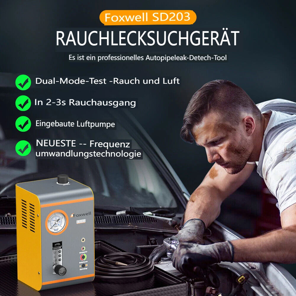 Automotive Smoke Machine 12V Built-in Air Pump EVAP Vacuum Leak Detector Car Pipe Leakage Diagnostic Tester 2025 FOXWELL SD203