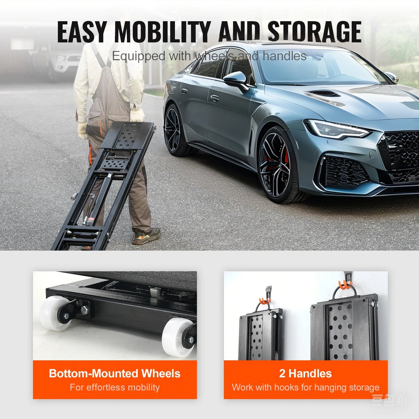5000lb Portable Car Lift with Extended-Length Plates Carbon Steel Truck Lift with 120V Power Unit for Home Garage Shop
