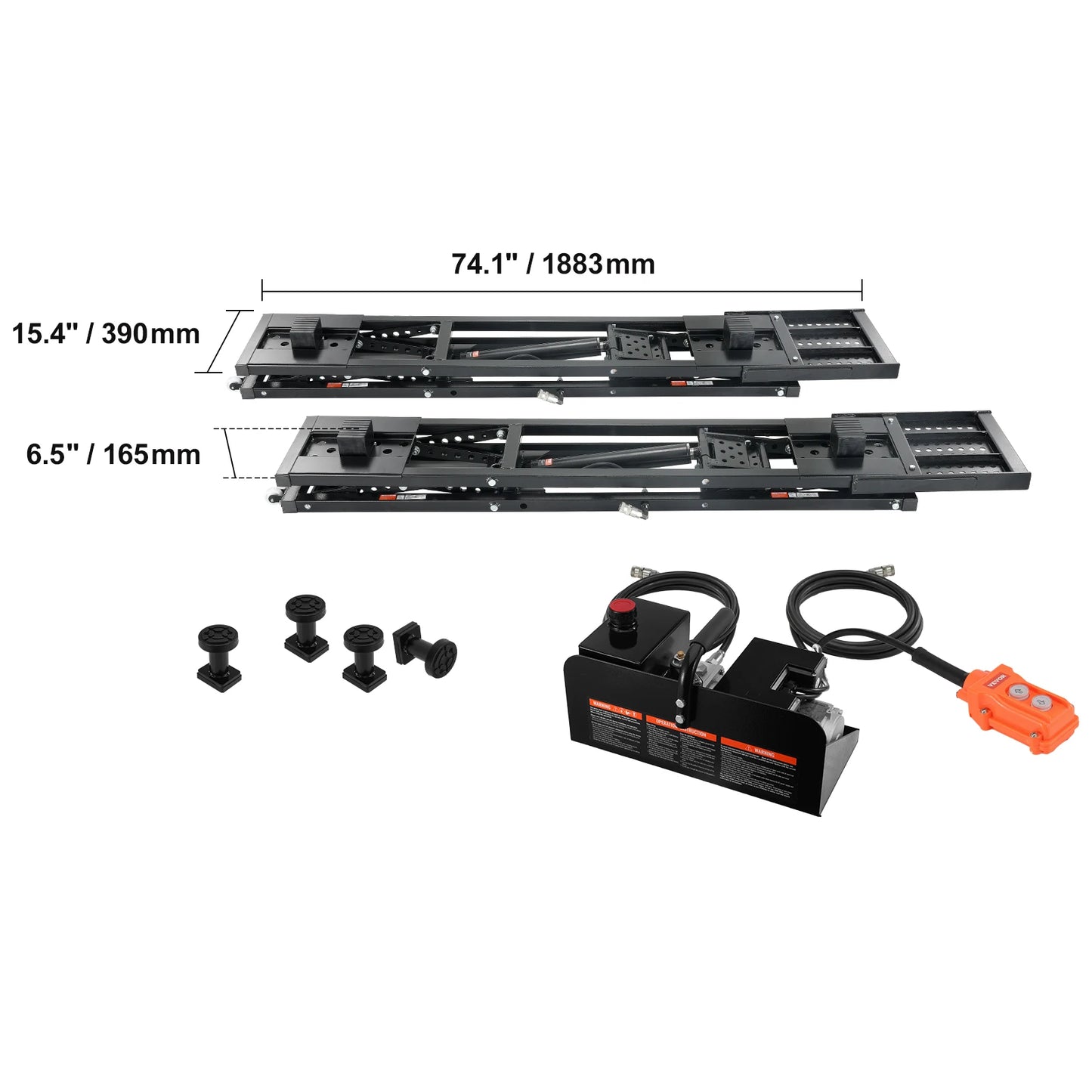 5000lb Portable Car Lift with Extended-Length Plates Carbon Steel Truck Lift with 120V Power Unit for Home Garage Shop