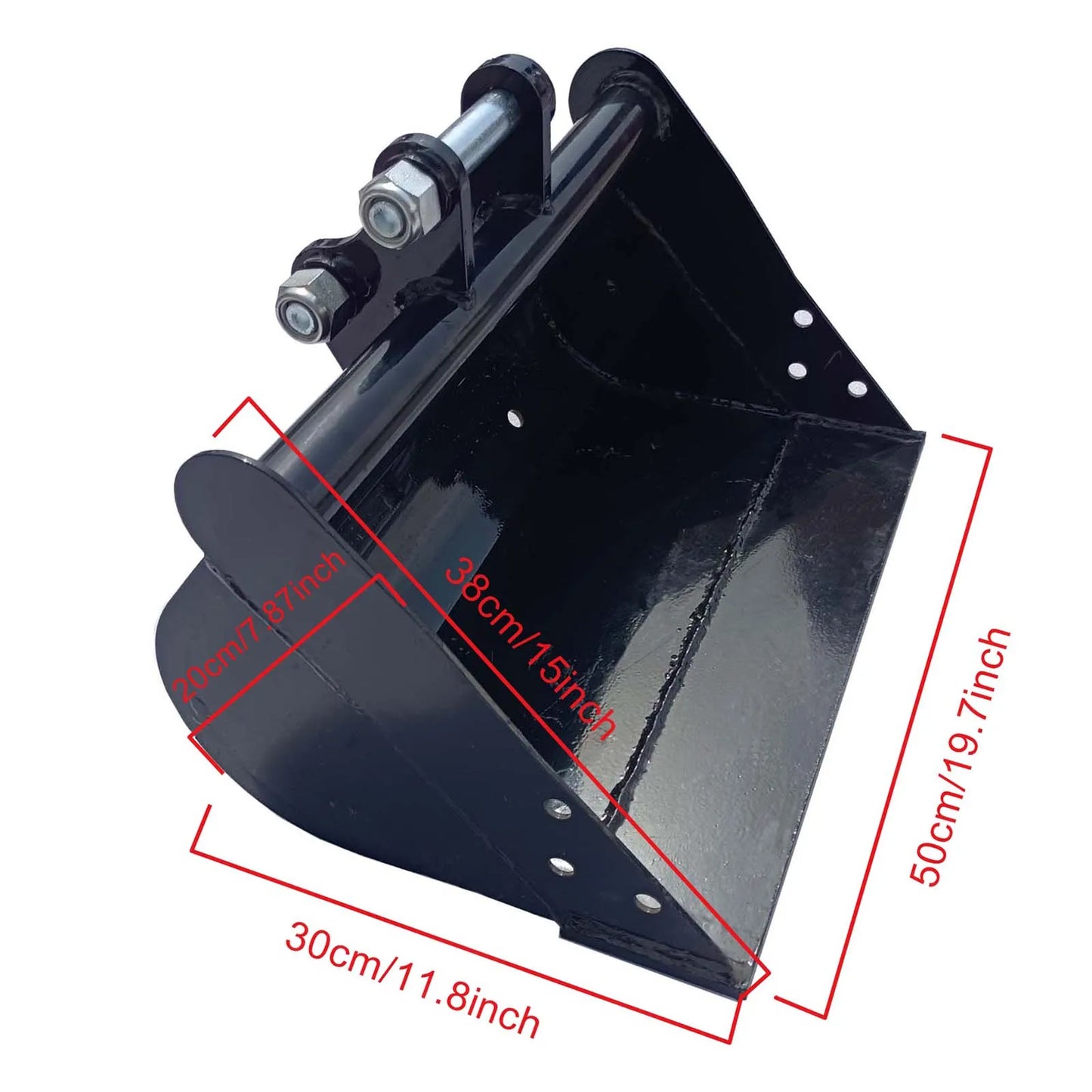 500mm Flat Bucket Attachment (No Tooth) for 1 Ton Mini Excavator โ USA Stock | 25mm Pin, 88mm Center, 90mm Span