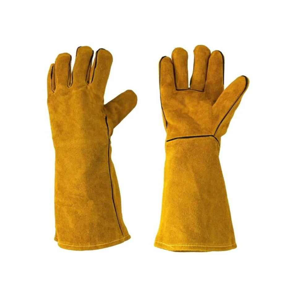 Cowhide Welding Gloves – Flame-Retardant, Heat-Resistant Safety Work Gloves for Metalwork, Soldering, Construction
