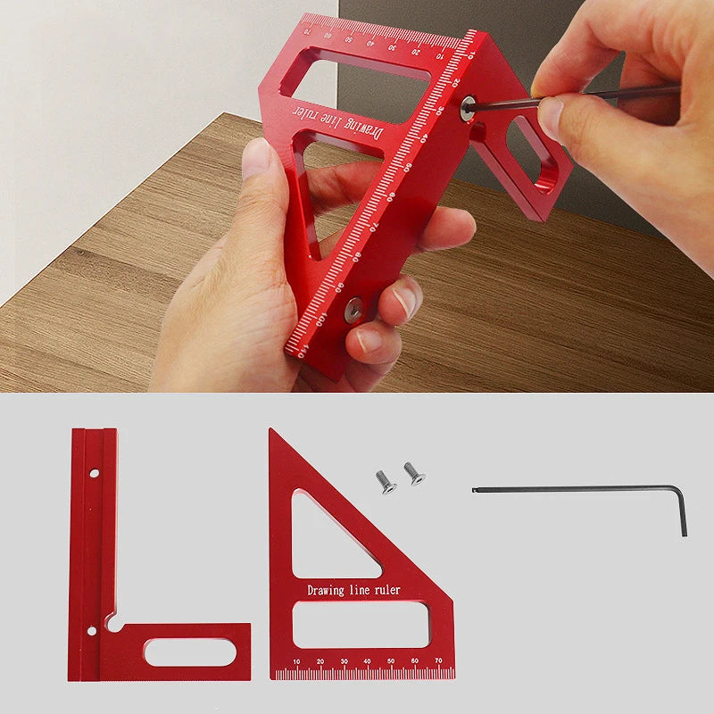 Woodworking Square Protractor – High Precision Aluminum Alloy Triangle Ruler for Carpenters & Engineers