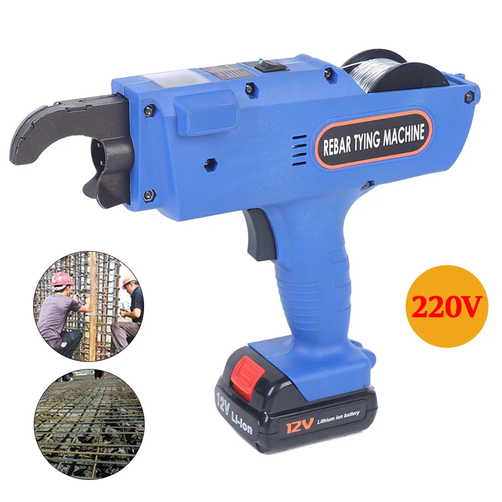 Electric Rebar Tier Gun 8–34mm with Pliers & 2 Batteries – Fast Tying Tool