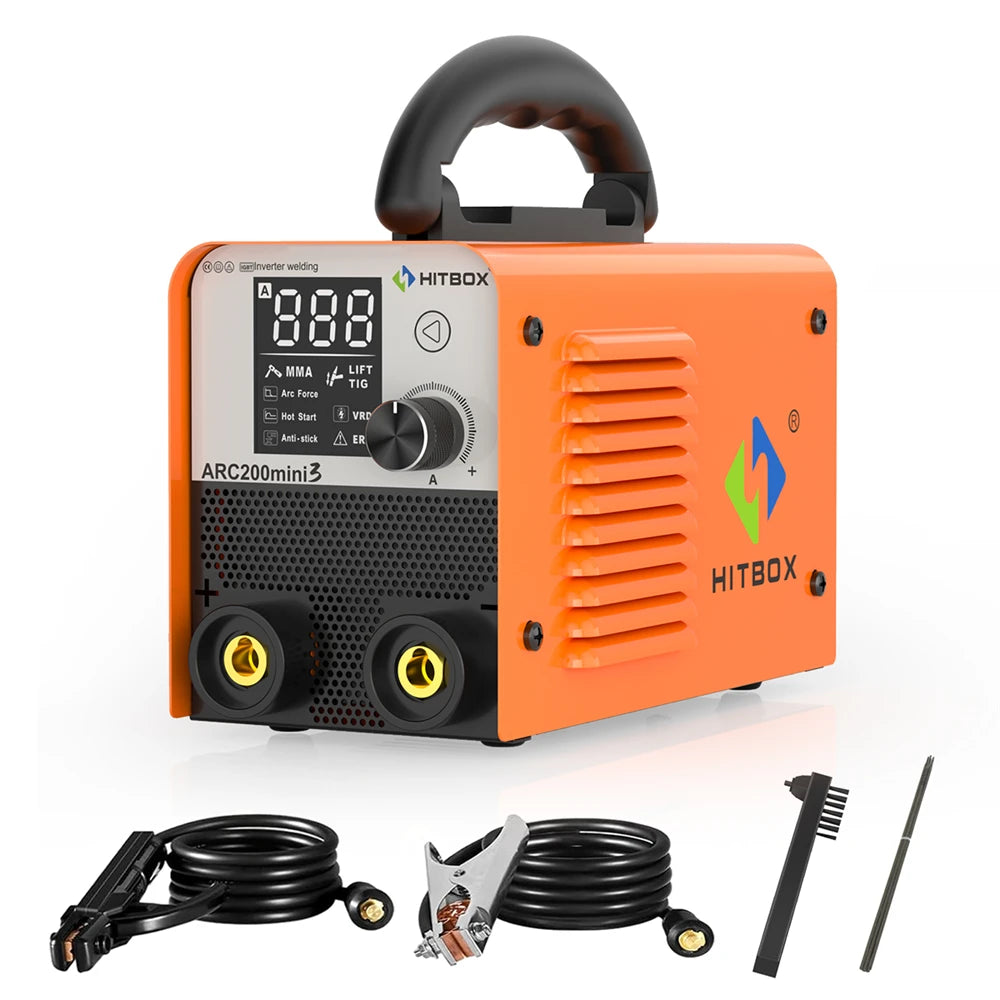 HITBOX ARC-200 Mini Inverter Welder 2-in-1 MMA/LIFT TIG 110V–220V Portable Digital IGBT