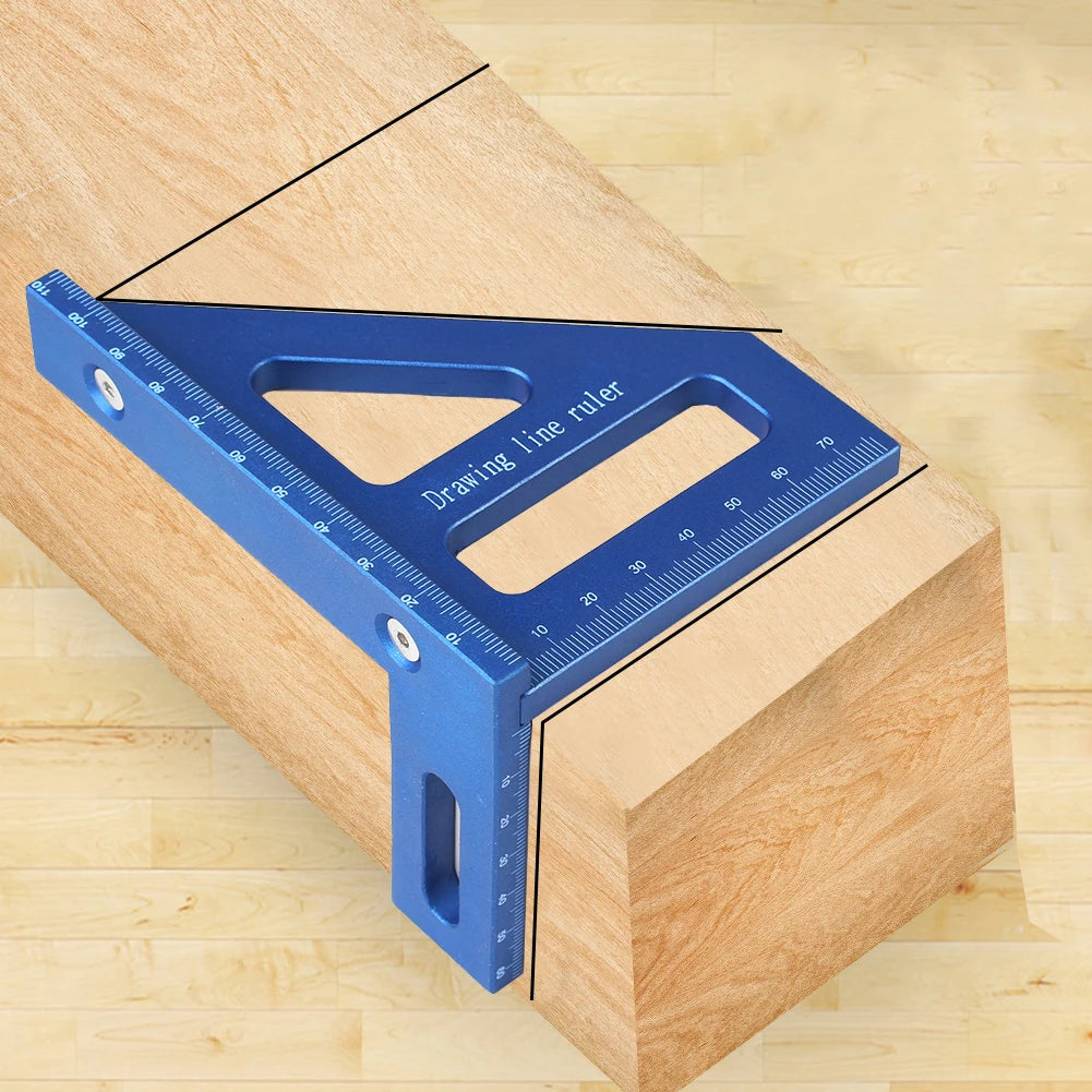 3D Multi-Angle Measuring Ruler – 45°/90° Plastic Square Layout Tool for Carpentry & DIY