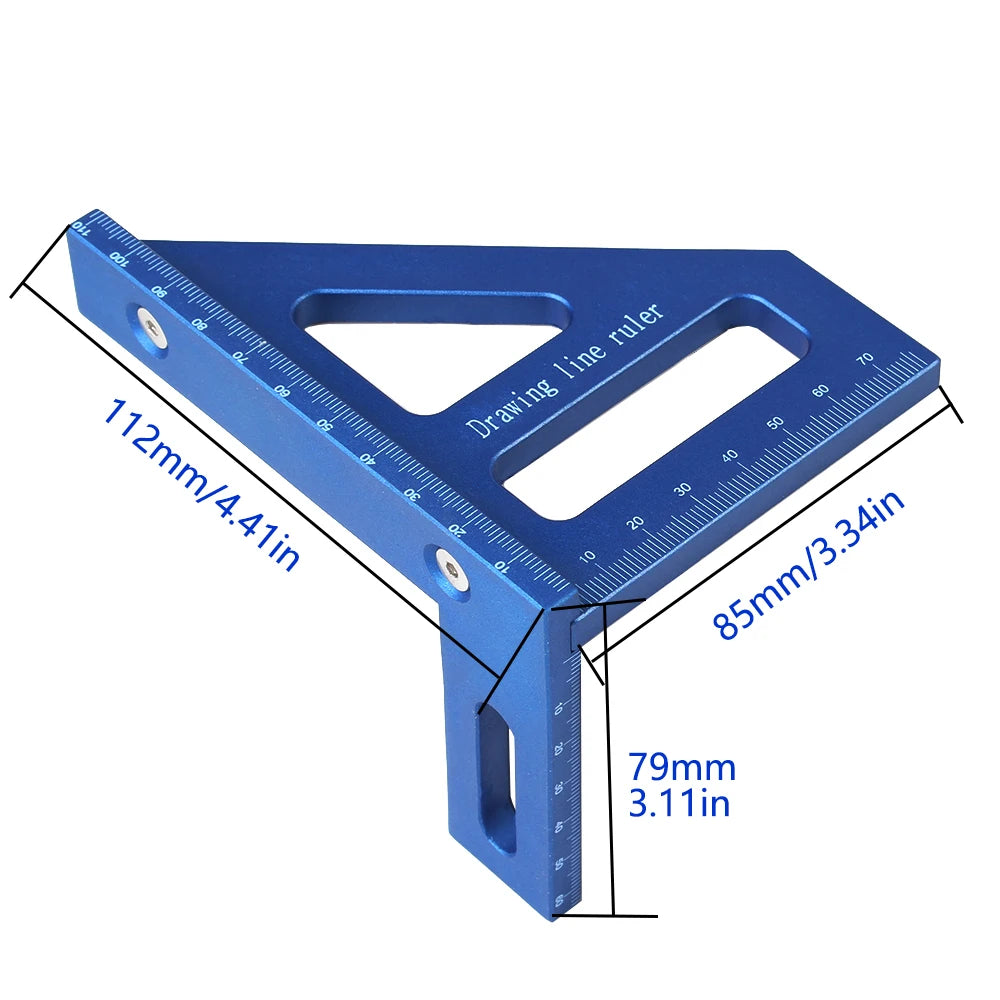 3D Multi-Angle Measuring Ruler – 45°/90° Plastic Square Layout Tool for Carpentry & DIY
