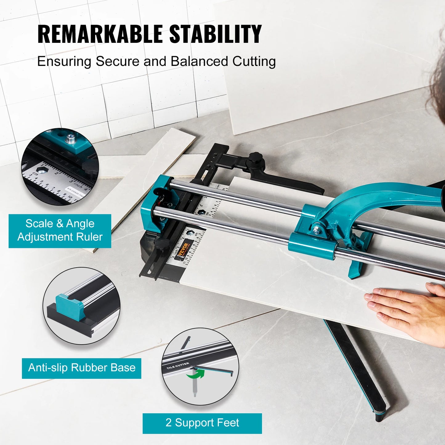 Manual Tile Cutter (8106C-8L) 48" with Infrared Positioning 48-Inch– Heavy-Duty Porcelain & Ceramic Tile Cutter with Tungsten Carbide Blade