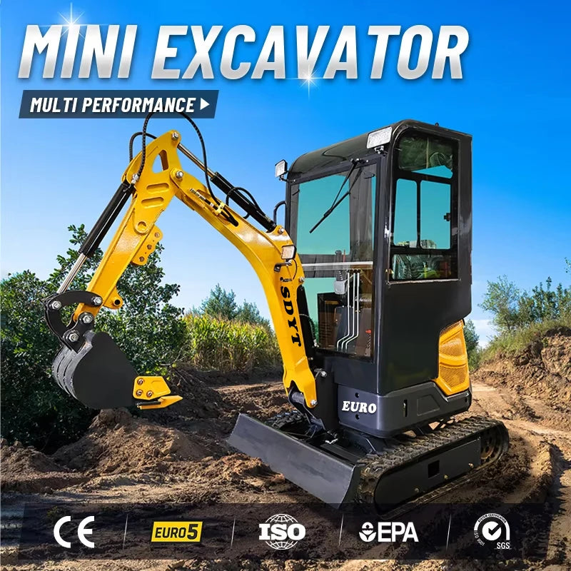 1.2 Ton Mini Excavator with EPA Euro 5 Engine | Small Orchard Digger | Customizable Color & Features | Factory Price