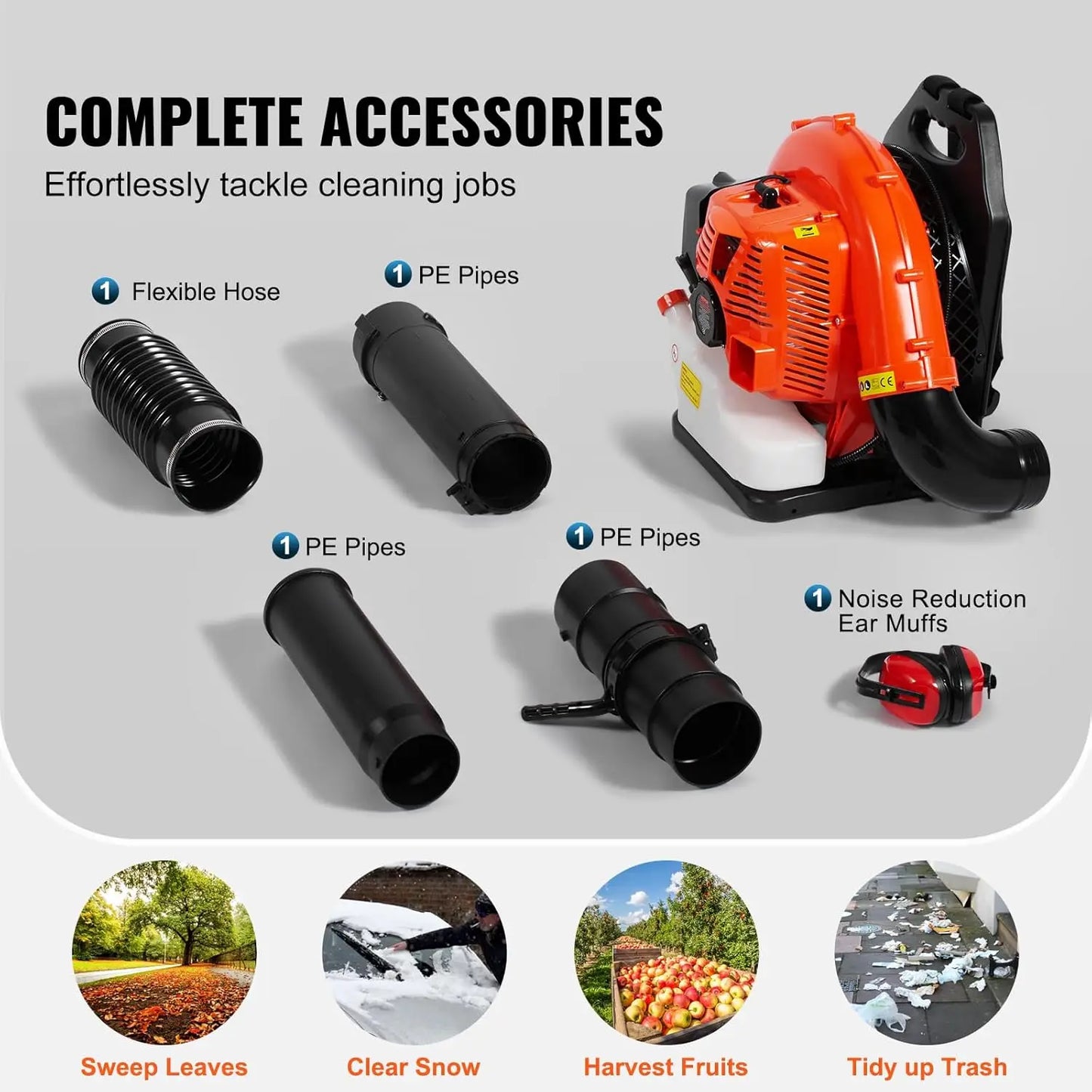 79cc Backpack Gas Leaf Blower, 2-Cycle Gas Powered Backpack Blower with 3L Fuel Tank, 930CFM Air Volume 184MPH Speed,