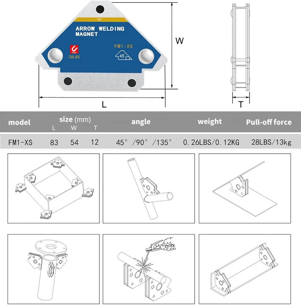 2pcs 12.5KG Magnetic Welding Holder Set – 45° 90° 135° Angle Fixer
