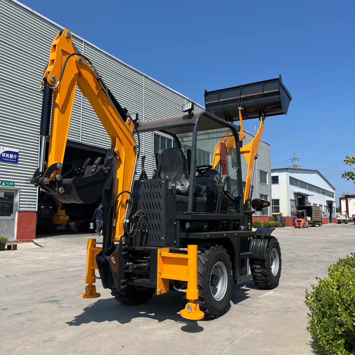 4×4 Backhoe Loader with Kubota Engine – Front Loader & Mini Excavator Combo | 50HP Agricultural Digger