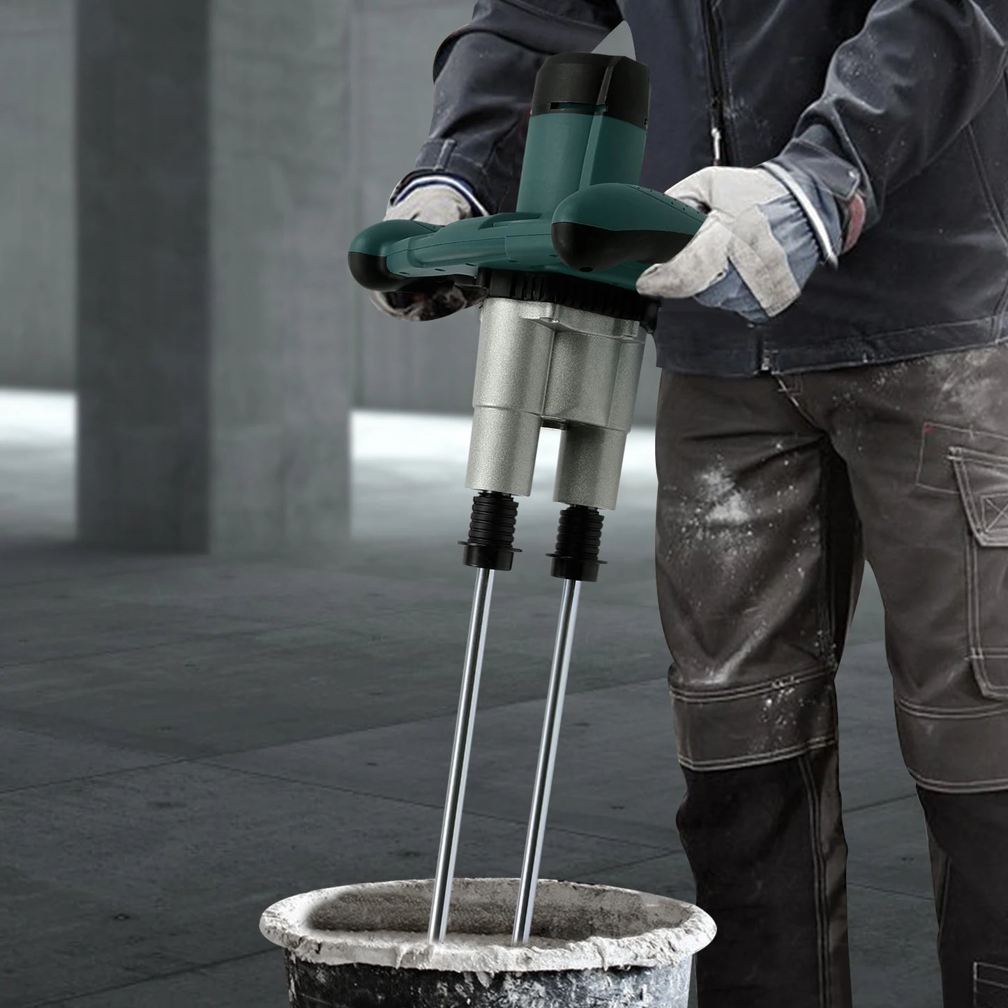 2800W Handheld Paint & Mortar Mixer – 2-Gear Corded Electric Concrete Stirrer with 6-Speed Control (Red/Green, 110V/220V)