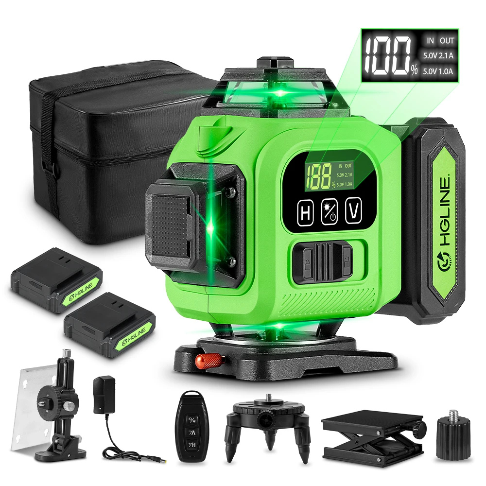 Laser Level 360° | Green Beam w/ Remote & Tripod | 16-Line 4D