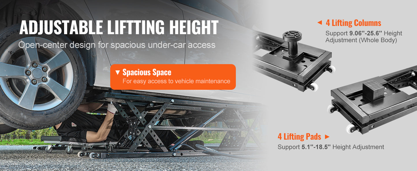 5000lb Portable Car Lift with Extended-Length Plates Carbon Steel Truck Lift with 120V Power Unit for Home Garage Shop