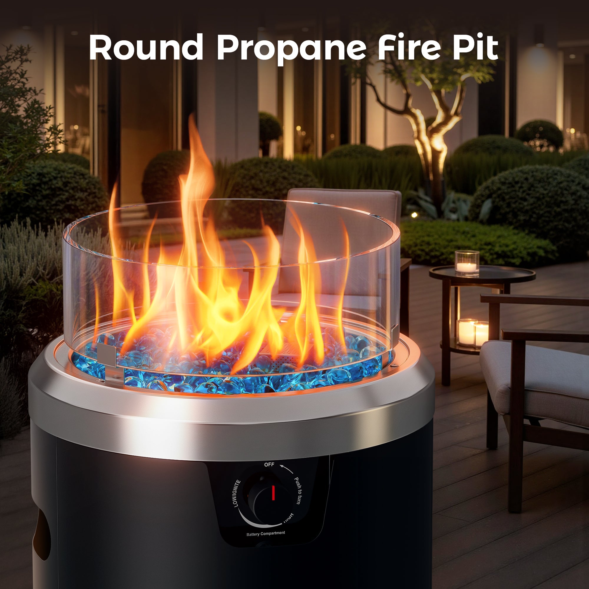 15 Inch Column Round Propane Fire Pit