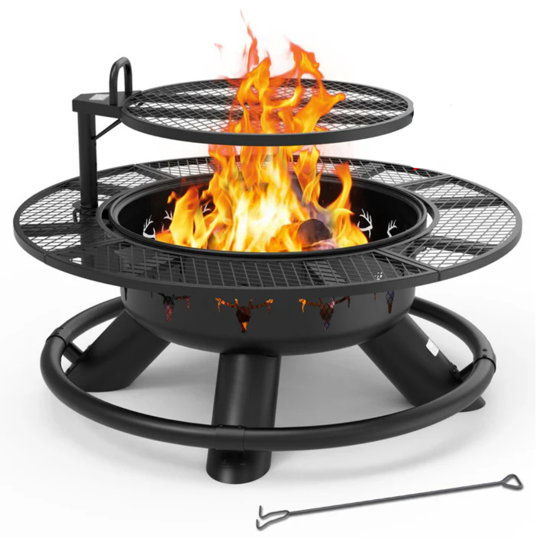 47 inch Wood Fire Pit, Black