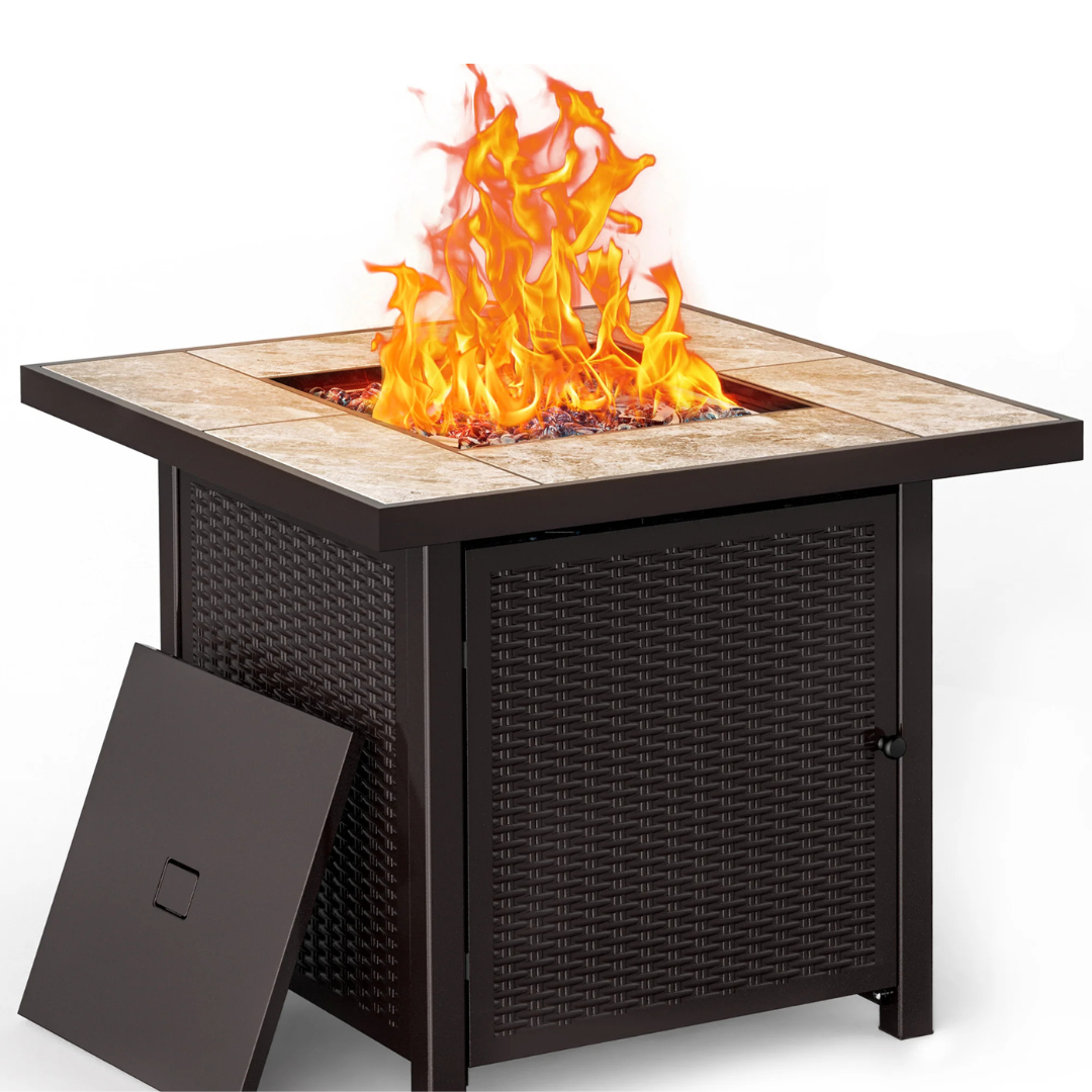 32 Inch Propane Gas Fire Pit Table, Brown