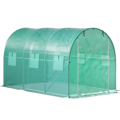 Walk-in Greenhouse 12'x7'x7' Tunnel Planter House Garden Galvanized Frame
