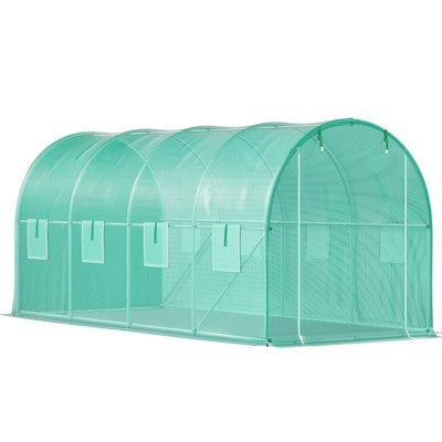 Walk-in Greenhouse 15'x7'x7' Hot Planter House Gardening Galvanized Frame