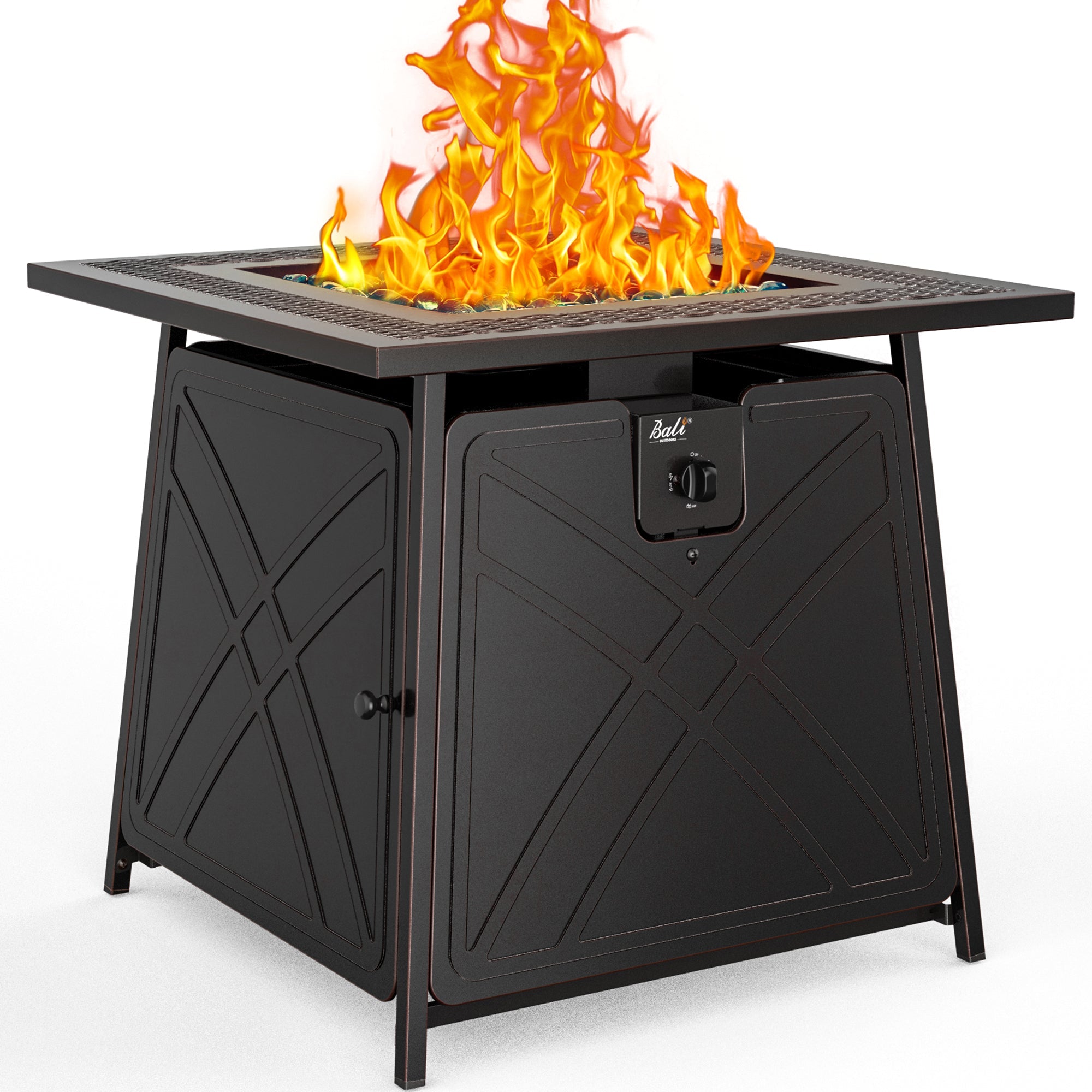28 Inch Propane Fire Pit Table, Black