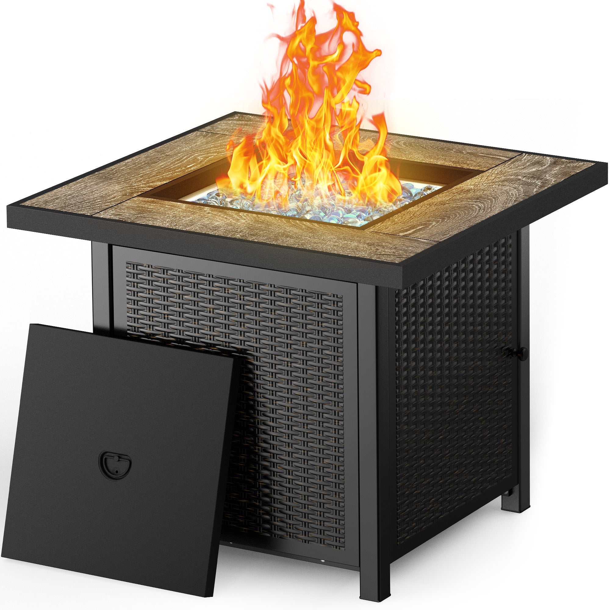 30 Inch Propane Fire Pit Table for Outdoor, Black