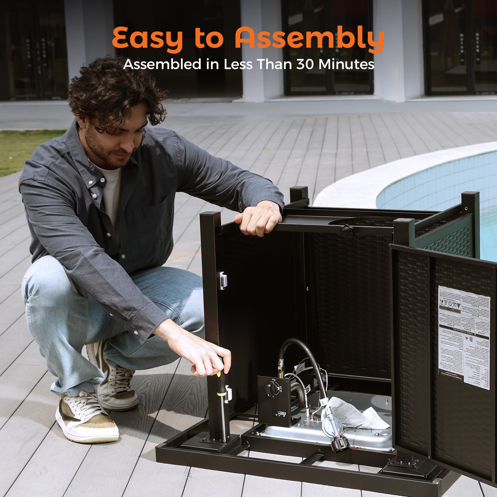 30 Inch Propane Fire Pit Table for Outdoor, Black