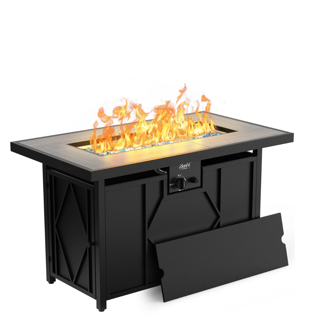 42 Inch Propane Fire Pit Table, Black