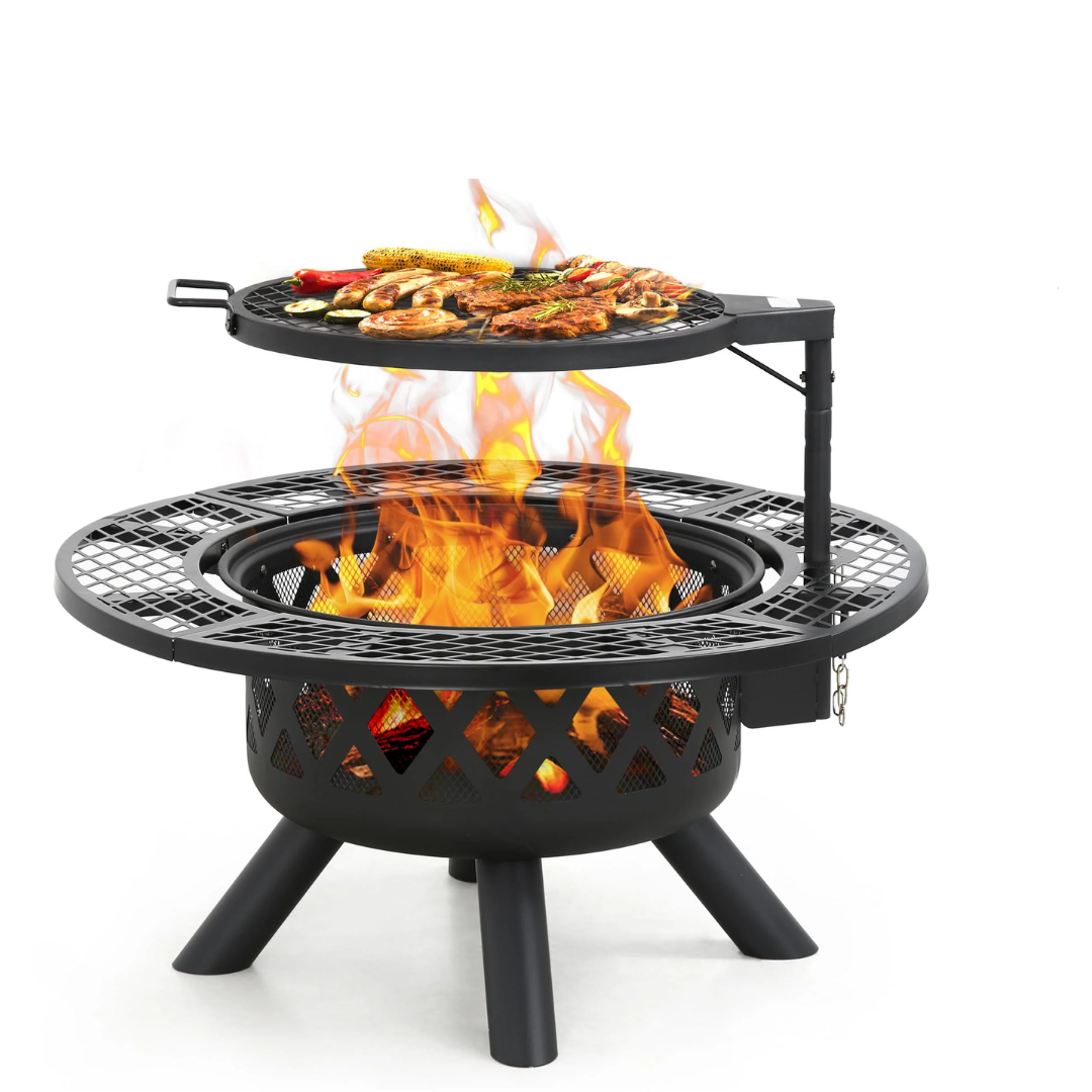 32 inch Wood Fire Pit, Black