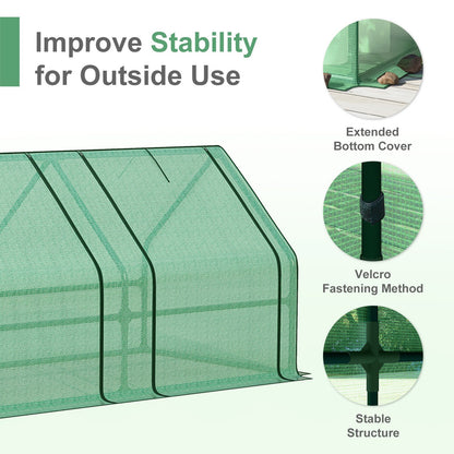 Aoodor 9x3x3FT Outdoor Mini Greenhouse Kit Portable Garden Plants Green House PE