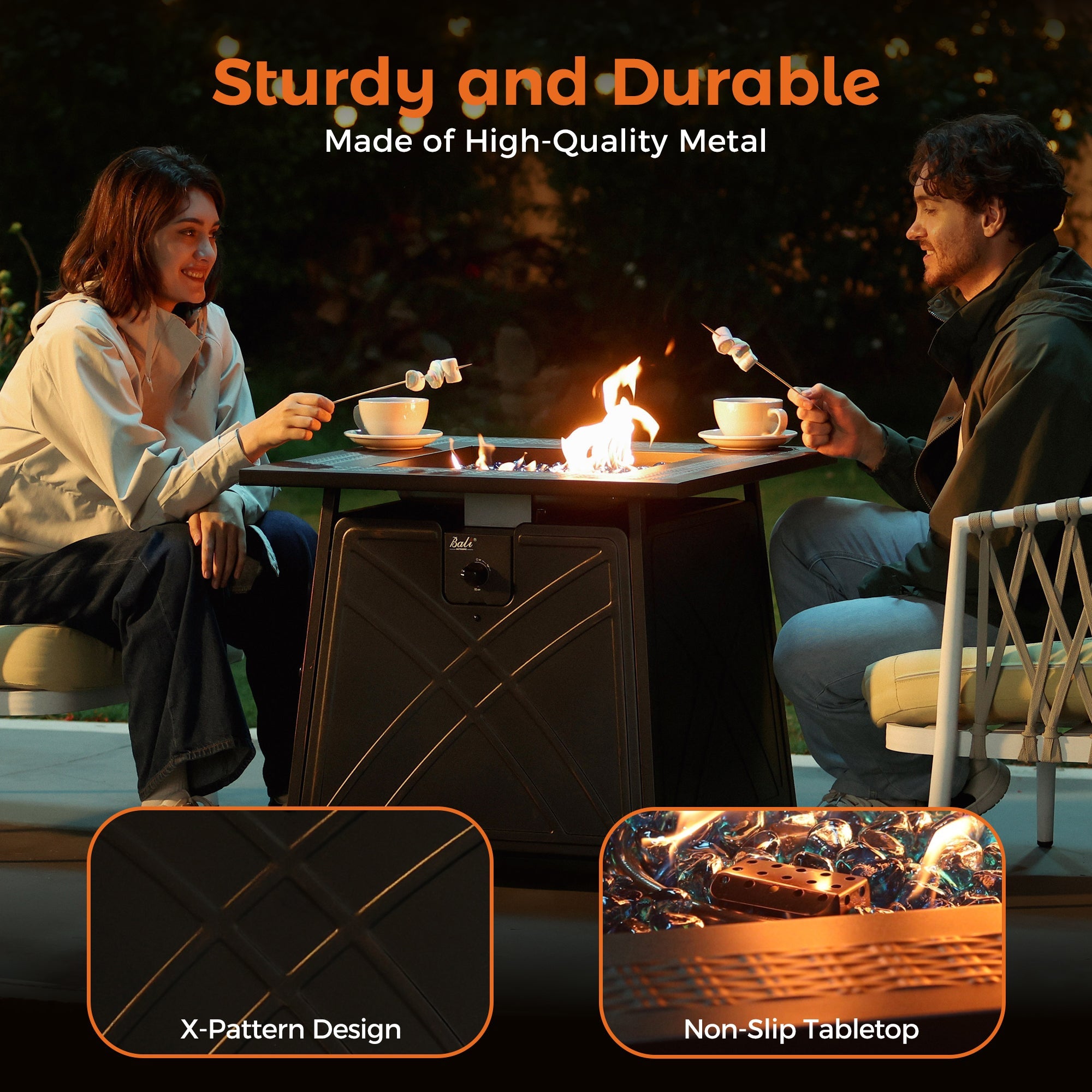 28 Inch Propane Fire Pit Table, Black