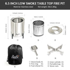 6.5 Inch Wood Stainless Steel Tabletop Fire Pit