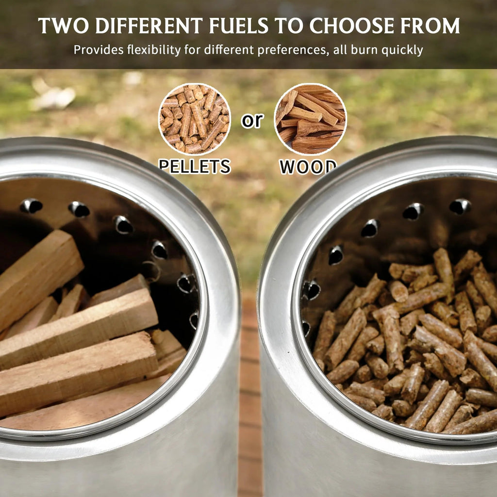 6.5 Inch Wood Stainless Steel Tabletop Fire Pit