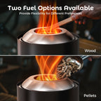 6.5 Inch Wood Stainless Steel Tabletop Fire Pit