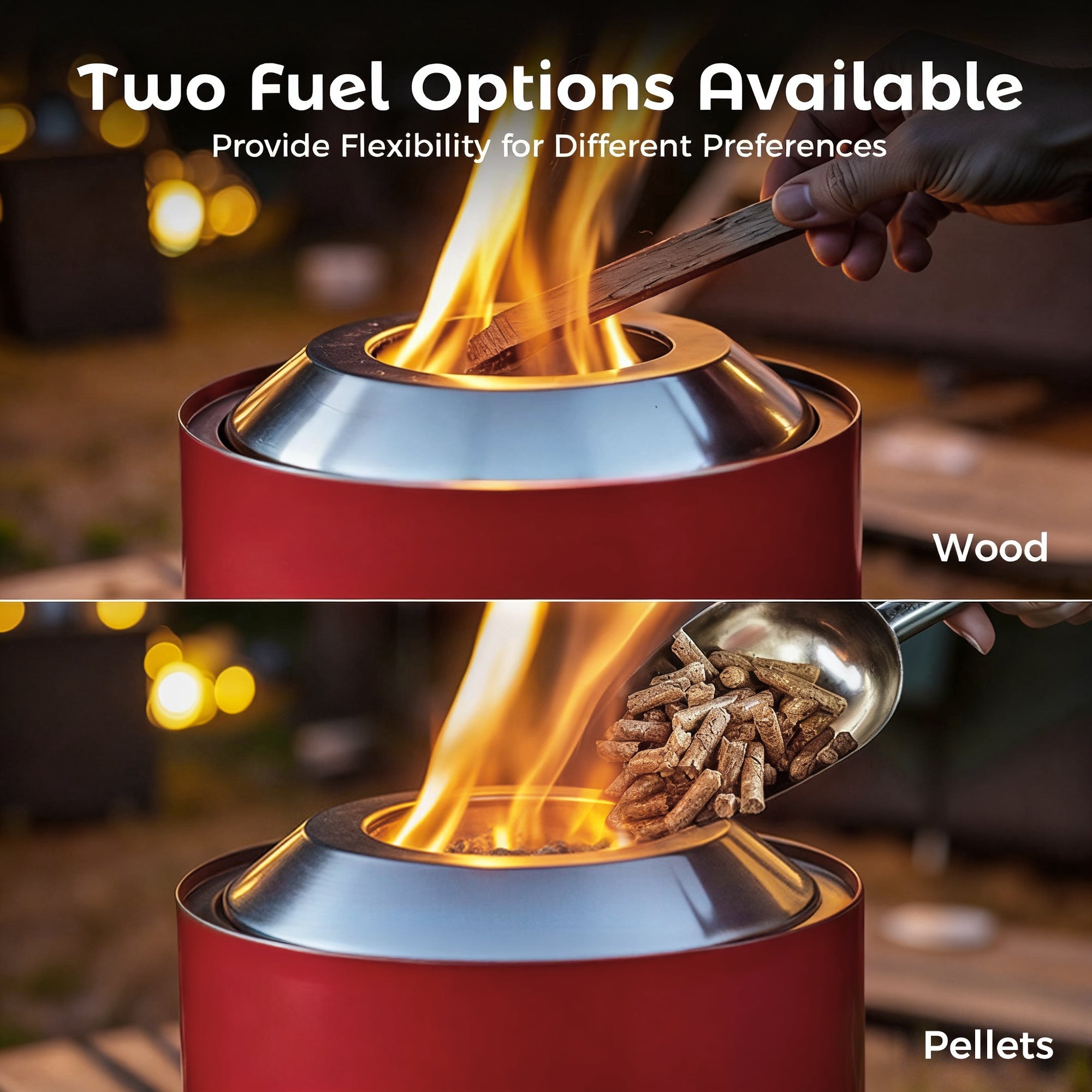 6.5 Inch Wood Stainless Steel Tabletop Fire Pit