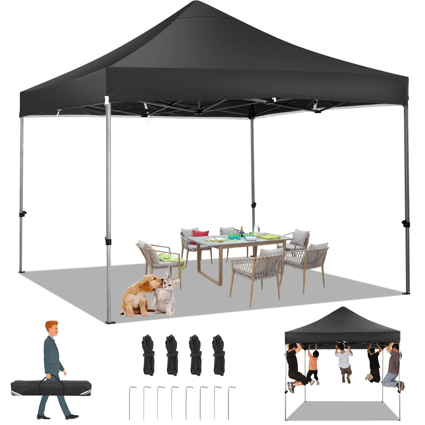 10x10 FT Pop up Canopy Heavy Duty Without Sidewalls, Easy Set-up Commercial Outdoor Party, 100% Waterproof Wedding Canopy Gazebo