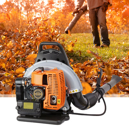 2700W Backpack Leaf Blower 63CC 2 Stroke Gas Powered Leaf Blowers W/ 1.8L Fuel Tank, Air Cooling Gasoline Grass Blower for Yard