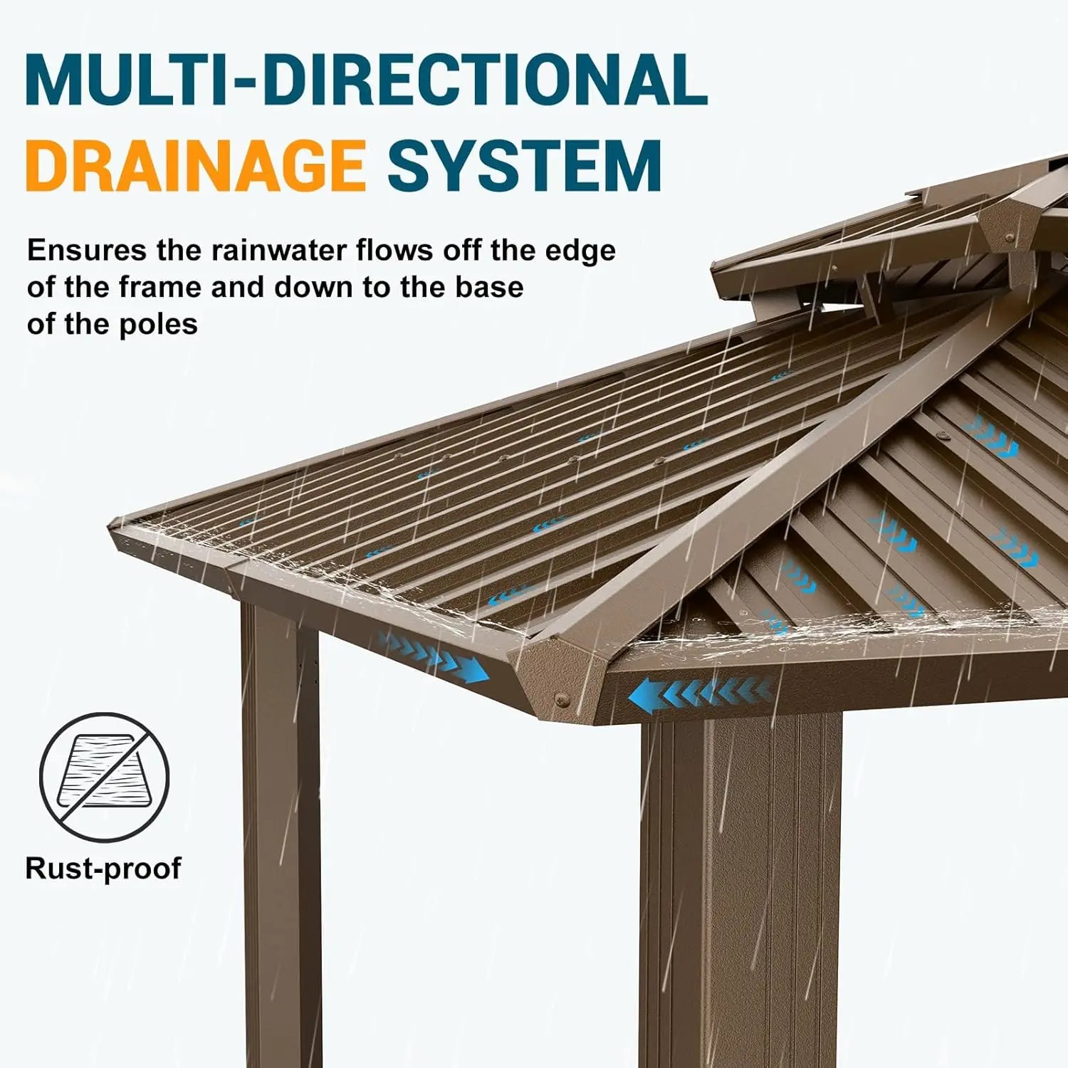 6x8FT Hardtop Gazebo with Heavy Duty Galvanized Steel Double Roof, Aluminum Frame, Outdoor Permanent Pavillon for Backyard